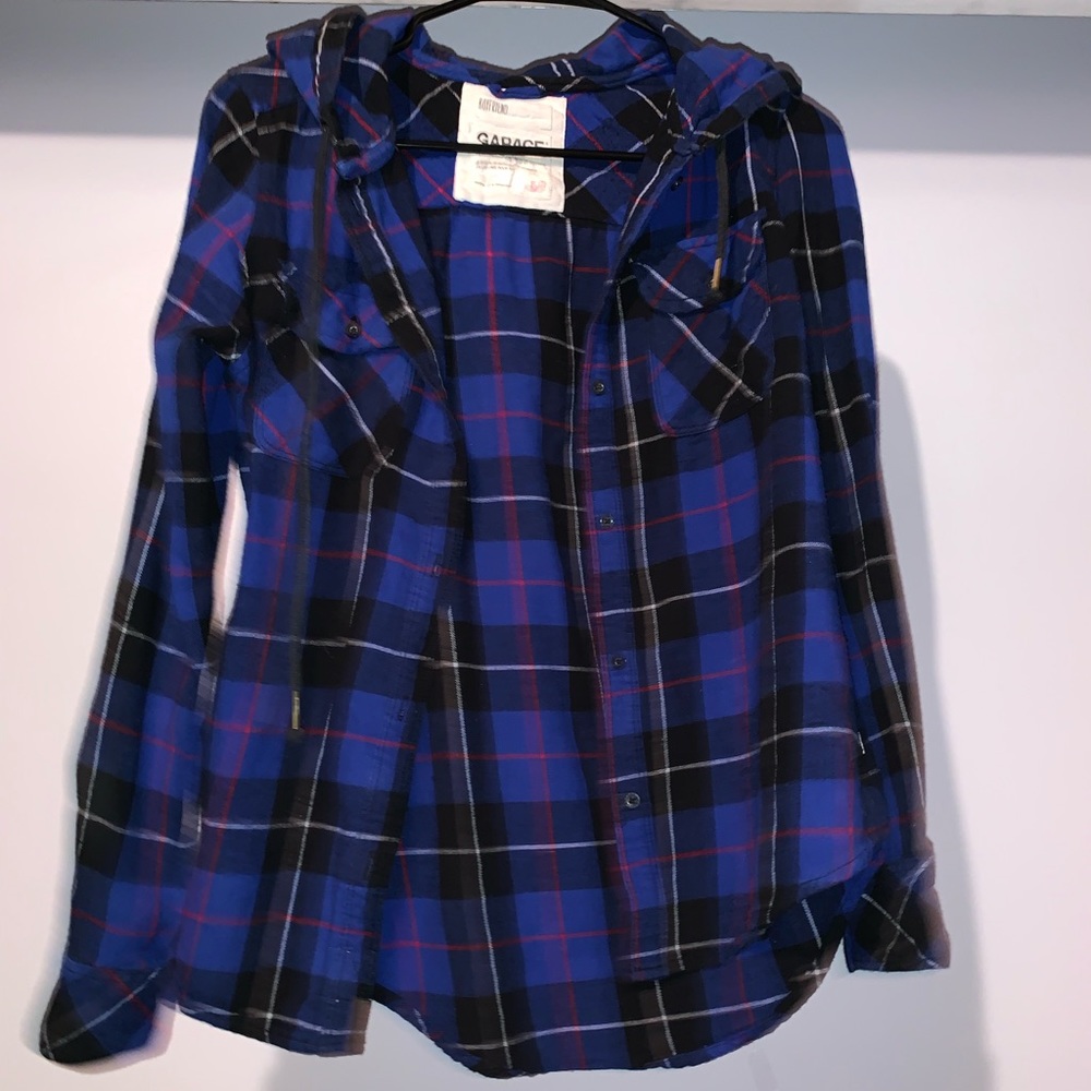 Garage Hooded Button-Up Flannel